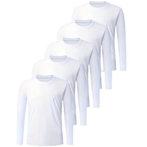 เสื้อกีฬาคอกลมสีทึบแห้งเร็วสำหรับผู้ชายเหมาะสำหรับการฝึกในยิมและฟิตเนสสวมใส่ป้องกันแสงแดด - Product Image 1