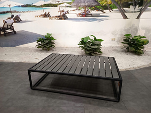 Minimalist Outdoor <b>Table</b> With Wood Top And Aluminum Frame Durable Patio Furniture For Outdoor Use - Product Image 2
