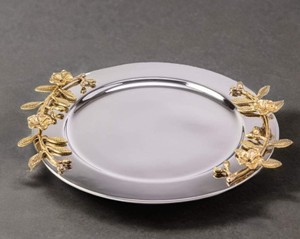 Bandeja de servir lujosa, accesorio decorativo ornamental, hermosa bandeja decorativa plateada, bandeja decorativa clásica - Product Image 3