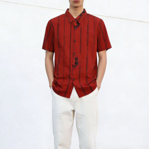 Men's Summer Beach Hawaiian Print Satin ODM Breathable Anti-Shrink Anti-Pilling Slim Short Sleeve Button-<b>Down</b> Casual T-Shirt - Product Image 2