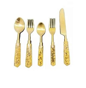 Ensemble de cuillères à manche en résine moderne, couverts en acier inoxydable de qualité supérieure pour la maison et la restauration écologiques - Product Image 6