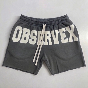 Pantalones Cortos de Felpa Francesa para Hombre, Personalizados al por Mayor, con Bajo sin Rematar y Lavado Ácido, Ideales para Verano - Product Image 2