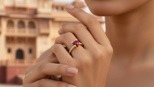 Bague de fiançailles en or 10 carats avec rubis et diamants de laboratoire VVS1, sertie pavé, design personnalisé fait main, bijoux fins pour mariage - Product Image 4