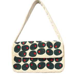 Sac bandoulière perlé à motif pois style bohème pour femme, sac à épaule à fermeture à rabat avec une seule sangle - Product Image 2