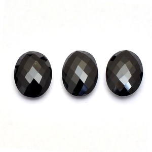 Ónix negro AAA de 12x16 mm, facetado, ovalado, tipo briolette, ónix natural, piedra semipreciosa suelta, corte a cuadros, par de piedras para la elaboración de joyas. - Product Image 2