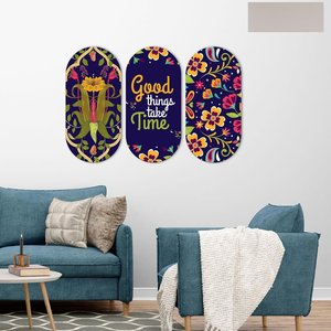 Autocollant mural floral bohème avec citation positive, décoration artistique en bois pour bureau et hôtel - Product Image 2