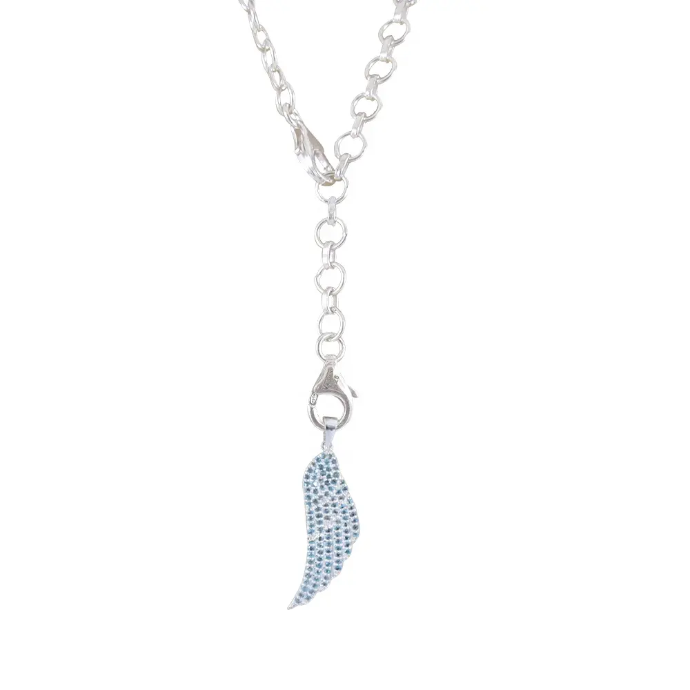925 silver Blue Topaz Feather Charm Necklaces by Metarock Jewels