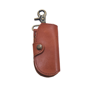 Leather Carabiner Keychain Oblong Mini Bag Durable Zinc Alloy <b>Snap</b> <b>Hook</b> Brown - Product Image 1