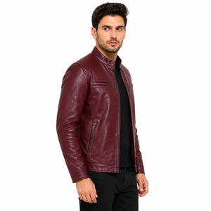 <b>mens</b> <b>leather</b> <b>jacket</b> featuring comfortable fit strong closure soft lining and durable construction made for daily use travel - Product Image 4