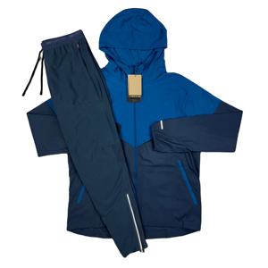 ชุดวิ่งแขนสั้นและแจ็กเก็ตของผู้ชายชุดวอร์ม2ชิ้นมีซิปชุดกันลมโพลีเอสเตอร์ชุดวอร์มกางเกงขาสั้น - Product Image 1