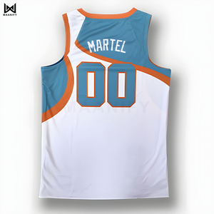 เสื้อบาสเก็ตบอลแบบสั่งทำ OEM แบบกลับด้านได้ พิมพ์ลายสองด้าน ระบายอากาศได้ดี ดีไซน์ย้อนยุค ตัวอักษรด้านหน้า แบบไม่มีแขน - Product Image 4