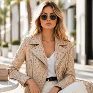 Veste de moto en cuir de vache pour femmes |   Sweat à capuche zippé en cuir véritable matelassé écologique de qualité supérieure pour l'hiver |   Tailles personnalisées - Product Image 4