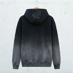 <b>Mens</b> <b>Black</b> Ombre Pullover Hoodie Fleece <b>Sweatshirt</b> Custom Logo Streetwear Casual Heavyweight Hooded Top - Product Image 2