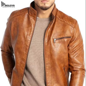 แจ็คเก็ตหนังแท้สำหรับผู้ชายแบบสั่งทำจากโรงงานโดยตรง (OEM) – เสื้อโค้ทมอเตอร์ไซค์แบบควิลท์สำหรับฤดูหนาว ไซส์ใหญ่พิเศษ - Product Image 1