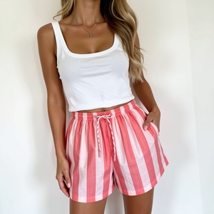 Pantalones cortos de playa pastel suave para chicas jóvenes con cintura elástica y ajuste relajado, ropa de salón femenina bonita transpirable - Product Image 3