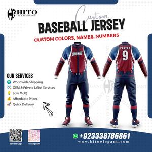 ชุดเครื่องแบบเบสบอลแบบเต็มชุดสีแบบทีมชุดเสื้อเบสบอลแบบกำหนดชื่อทีมได้เองดีไซน์ใหม่ - Product Image 2