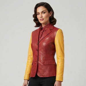 Wholesale Women PU <b>Leather</b> <b>Blazer</b> Oversized Vintage Streetwear Coat Women <b>Leather</b> <b>Blazer</b> High Quality Genuine <b>Leather</b> Coat - Product Image 1