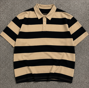 เสื้อโปโลรักบี้ลายทางขนาดใหญ่พิเศษพรีเมียมสำหรับผู้ชาย เสื้อยืดลำลองสไตล์สตรีทแวร์เนื้อหนา - Product Image 3