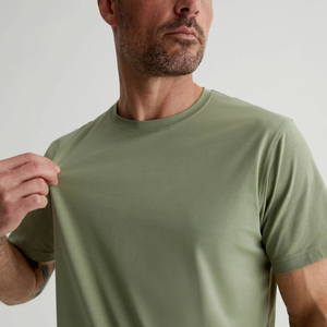 Men's Olive Green Cotton T-<b>Shirt</b> Short Sleeve O-Neck <b>Oversized</b> Fit Solid Color Casual Wear Jersey Knitted Breathable Quick Dry - Product Image 3