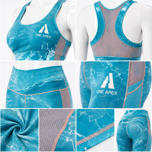 Ensemble de yoga personnalisé pour femmes avec imprimé océan, leggings taille haute, soutien-gorge de sport, ensemble de vêtements de sport pour la gym et le fitness - Product Image 4