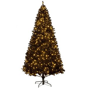 Albero di Natale artificiale Pre-illuminato da 7,5 piedi con luci LED 500 calde realistiche decorazioni nere per le vacanze - Product Image 1
