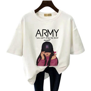 เสื้อยืดแขนสั้นผู้หญิงทรงโอเวอร์ไซส์ ผ้าคอตตอนผสมพิมพ์ลายฤดูร้อน ระบายอากาศได้ดี ป้องกันรังสียูวี แฟชั่นทันสมัย เป็นมิตรต่อสิ่งแวดล้อม - Product Image 1
