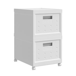 Set di 2 Scatole Portadocumenti Pieghevoli e Impilabili con Ruote e Coperchi, 10 Scomparti per Archiviazione, Organizzatore Portatile in Plastica per Documenti e Supporti Multimediali - Product Image 5