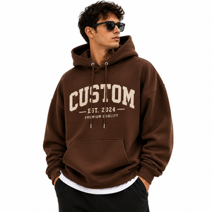 Vente en gros Sweat à capuche oversize épais d'hiver 100% coton molletonné avec logo imprimé OEM épaules tombantes unisexe - Product Image 6