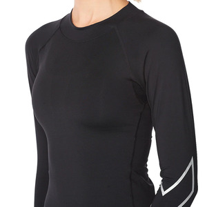 Women <b>Long</b> Sleeve Crew Neck Yoga <b>Top</b> Solid <b>Black</b> Sweat-Wicking Breathable Four-Way Stretch Athletic Workout Wear - Product Image 5