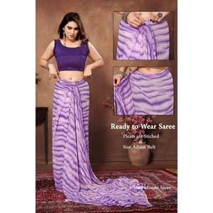 ชุดออกงานพิมพ์ลาย Georgette หนึ่งนาที Saree กับเสื้อ unstitched - Product Image 1