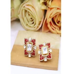 Pendientes Kundan de Moissanita Chapados en Oro de Latón Glamorosos de Primera Calidad para Mujeres y Niñas, Ideales para Bodas y Fiestas - Product Image 1