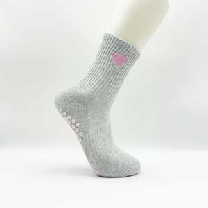 Premium <b>Women</b> <b>Thick</b> Crew <b>Socks</b> with Embroidered Logo Grip Dots Cuff & Body Detail Cotton Knitted Daily Use Summer Style - Product Image 3