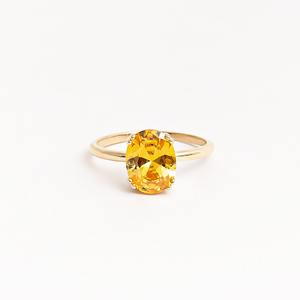 Anillo ovalado de citrino, piedra de nacimiento de noviembre, plata de ley 925, chapado en oro de 14 quilates, anillo de piedra preciosa amarilla para mujer, regalo. - Product Image 3