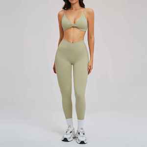 Gym Set Women 2 Pcs Yoga Bra and Pants Leggings Outfit Sports Tracksuit Workout Clothes Running Fitness Suit Pilates Activewear - Product Image 3