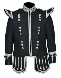 Men's Black Formal Uniform <b>Jacket</b> With Embroidered Patches And <b>Silver</b> Buttons custom uniform maker Blazer coat - Product Image 3