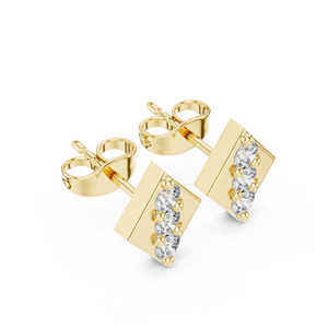 ต่างหูเพชรทรงกลมเพาะเลี้ยงในห้องปฏิบัติการ ทองคำ 14K 18K สีเหลือง รูปทรงว่าว สามเม็ด แบบติดหู 0.40 กะรัต DEF VVS เครื่องประดับเจ้าสาว ODM - Product Image 4