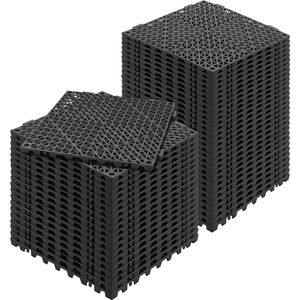 50 pezzi nero 12 \ "X 12 \" incastro morbido PVC di drenaggio piastrelle per pavimenti antiscivolo fori di drenaggio per bagno bagno zone umide - Product Image 1