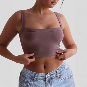 Camiseta de Yoga Acanalada de Alta Elasticidad para Mujer, Talla Grande, Sexy, Ajustada, para Entrenamiento, Elástica en Cuatro Direcciones, Sólida, Corta, Transpirable, de Secado Rápido - Product Image 2