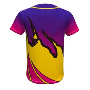 Maillot de baseball personnalisé pour homme, sublimation dégradée violet jaune rose, manches courtes, anti-humidité, uniforme adulte - Product Image 6