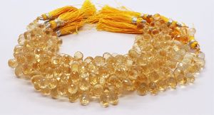 ลูกปัดพลอยซิทรินสีเหลืองธรรมชาติทรงหยดน้ำเหลี่ยมเพชรพลอย ขนาด 5x8 มม. ลูกปัดซิทรินทรงหยดน้ำด้านข้าง ความยาว 9 นิ้ว สำหรับทำเครื่องประดับ - Product Image 2
