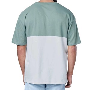 T-shirts en coton à motif bicolore pour hommes, respirants, décontractés, à porter au quotidien, col rond, confortables, t-shirts d'été, vente en gros - Product Image 2