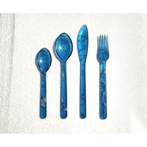 Juego de Cubiertos de Resina con Diseño Único en Espiral, 5 Piezas, Cubertería de Resina, Color Personalizado, Juego de Cuchara, Tenedor y Cuchillo de Resina, Vajilla para Mesa - Product Image 1