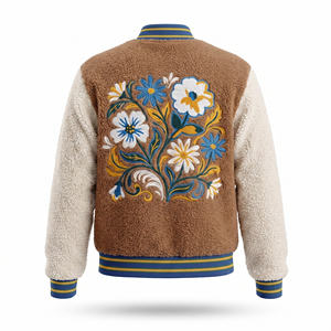 Custom Embroidery Clothing High Quality Manufacturer Winter <b>Thick</b> Warm Dye Polar Sherpa <b>Fleece</b> Men's Zip <b>Jacket</b> - Product Image 2