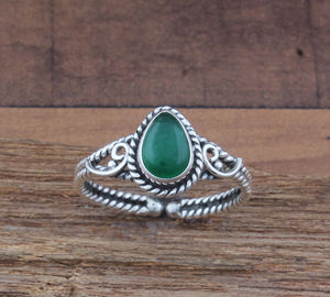 Classic Minimalist Natural Green Jade Bezel <b>Set</b> 925 Sterling Silver Adjustable Dainty Gemstone <b>Ring</b> <b>for</b> <b>Women</b> Certified Gift - Product Image 3