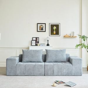 Modern Minimalist Style Imitation Schneier Grey <b>Sofa</b> with 2 <b>Pillows</b> for Living Room Apartment or Office - Product Image 4