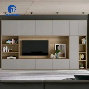 DS客厅家具厂批发便宜的现代媒体控制台实木电视架木制电视单元电视壁柜