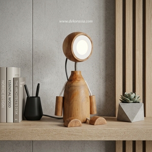 Lampe de table électrique en bois au design unique pour la décoration de la chambre et du salon - Product Image 6