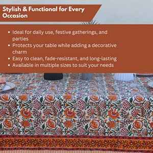 Handmade Floral Block Print Cotton <b>Tablecloth</b> Modern Customized Color Custom Sizes Christmas French Dining Table Elegant Table - Product Image 3