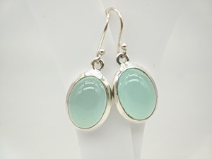 Boucles d'oreilles en cristal de calcédoine aquatique naturelle, faites à la main, en argent sterling 925, bijoux pour femmes, luxe, style bohème, boucles d'oreilles en pierres précieuses de créateur - Product Image 3