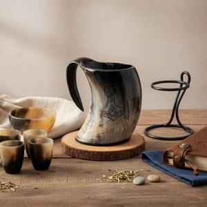 Corne à boire personnalisée avec support, Chope à bière Game of Thrones, Chope médiévale, Coupelle en corne, Meilleur cadeau de mariage pour les témoins - Product Image 4